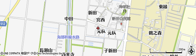 愛知県稲沢市祖父江町神明津（寺野）周辺の地図