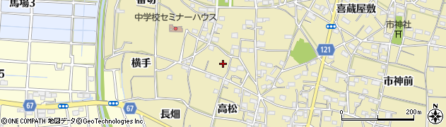 愛知県稲沢市矢合町（秋葉屋敷）周辺の地図