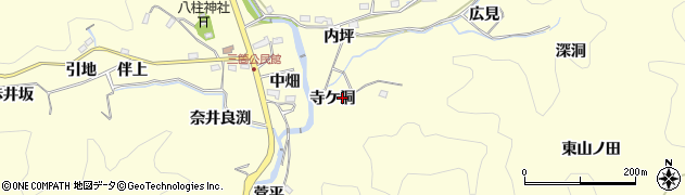愛知県豊田市三箇町（寺ケ洞）周辺の地図