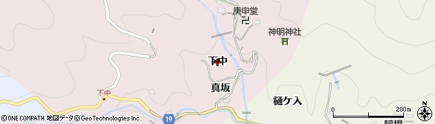 愛知県豊田市下中町（下中）周辺の地図