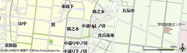 愛知県稲沢市祖父江町島本（中通り上ノ切）周辺の地図
