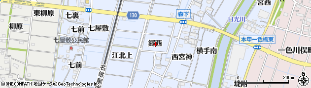 愛知県稲沢市祖父江町本甲郷西周辺の地図