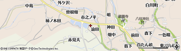 愛知県豊田市西市野々町（論田）周辺の地図