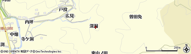愛知県豊田市三箇町（深洞）周辺の地図