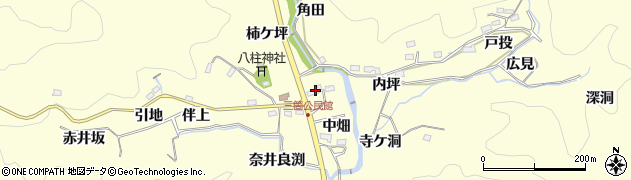 愛知県豊田市三箇町（柿ケ坪）周辺の地図