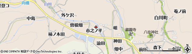 愛知県豊田市西市野々町市之ノ平周辺の地図