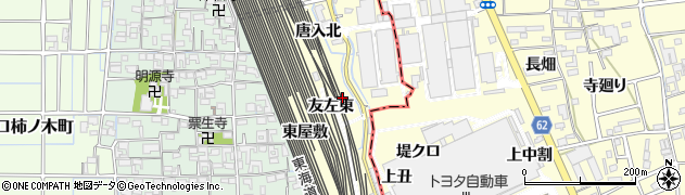 愛知県稲沢市井之口町友左東周辺の地図