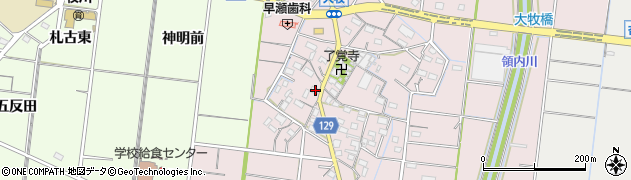 愛知県稲沢市祖父江町大牧郷中448周辺の地図