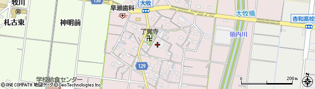 愛知県稲沢市祖父江町大牧郷中38周辺の地図