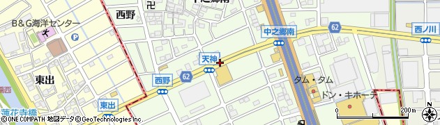 愛知県北名古屋市中之郷（往生塚）周辺の地図