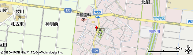 愛知県稲沢市祖父江町大牧郷中437周辺の地図