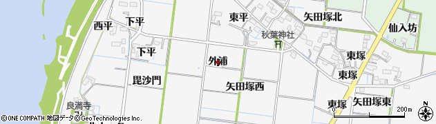 愛知県稲沢市祖父江町神明津（外浦）周辺の地図