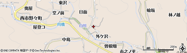 愛知県豊田市白川町外ケ沢周辺の地図