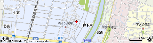 愛知県稲沢市祖父江町本甲（宮前）周辺の地図