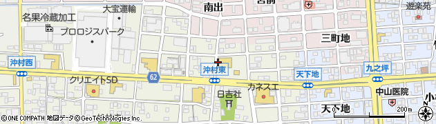 愛知県北名古屋市沖村（沖浦）周辺の地図