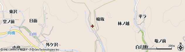 愛知県豊田市白川町嶮坂周辺の地図
