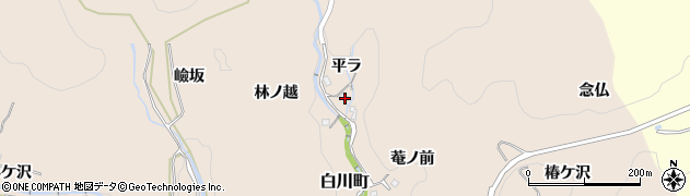 愛知県豊田市白川町（平ラ）周辺の地図