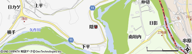 愛知県豊田市浅谷町（隠里）周辺の地図