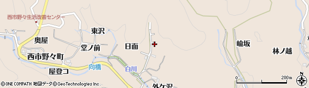 愛知県豊田市白川町日面周辺の地図