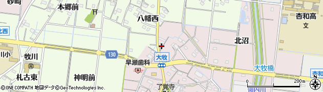 愛知県稲沢市祖父江町大牧郷中57周辺の地図