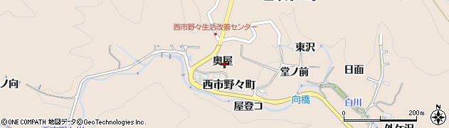 愛知県豊田市西市野々町（奥屋）周辺の地図