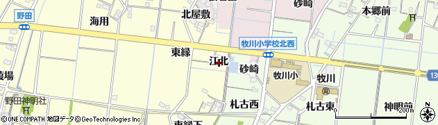 愛知県稲沢市祖父江町野田江北周辺の地図