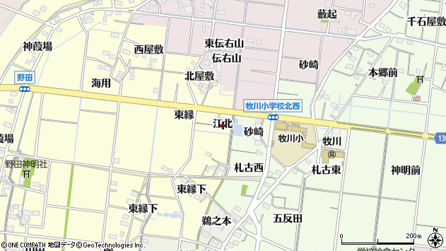 〒495-0024 愛知県稲沢市祖父江町野田の地図