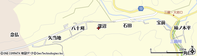 愛知県豊田市三箇町（深沼）周辺の地図