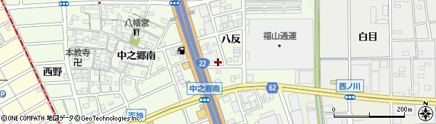 愛知県北名古屋市中之郷八反16周辺の地図