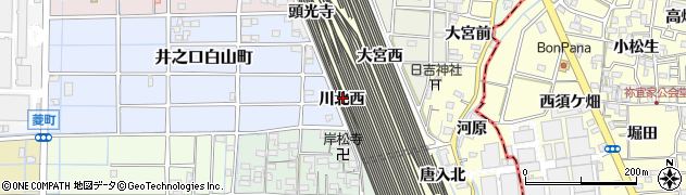 愛知県稲沢市井之口町（川北西）周辺の地図