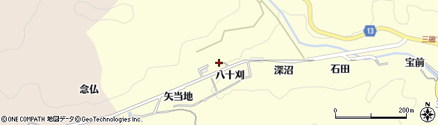 愛知県豊田市三箇町北洞周辺の地図