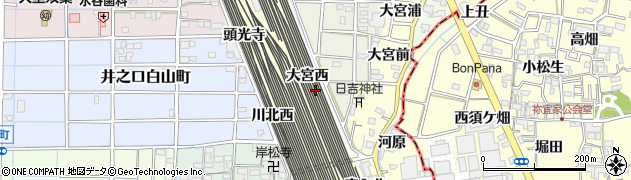 愛知県稲沢市井之口町大宮西周辺の地図