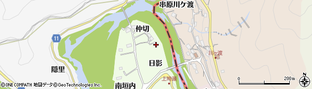 愛知県豊田市時瀬町日影周辺の地図