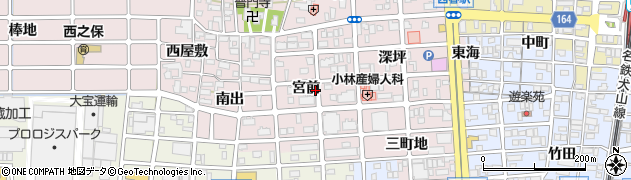 愛知県北名古屋市西之保（宮前）周辺の地図