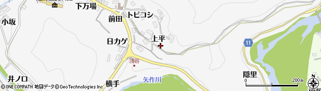 愛知県豊田市浅谷町上平637周辺の地図