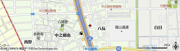 愛知県北名古屋市中之郷八反2周辺の地図