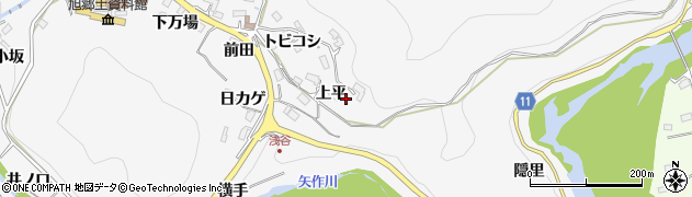 愛知県豊田市浅谷町（上平）周辺の地図
