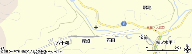 愛知県豊田市三箇町（中古屋）周辺の地図