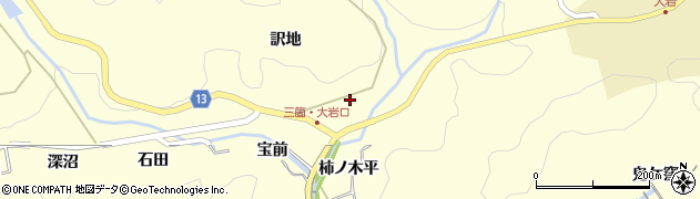 愛知県豊田市三箇町（大洞）周辺の地図