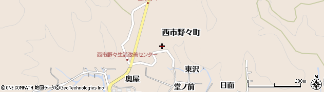 愛知県豊田市西市野々町（東沢）周辺の地図