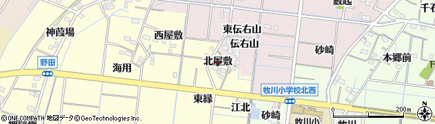 愛知県稲沢市祖父江町野田（北屋敷）周辺の地図