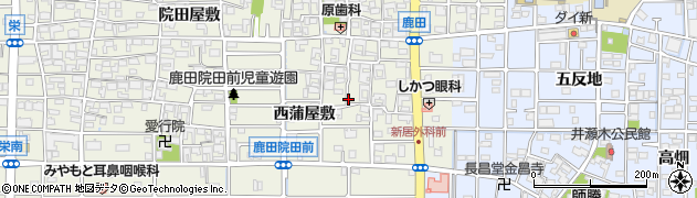 愛知県北名古屋市鹿田南蒲屋敷周辺の地図