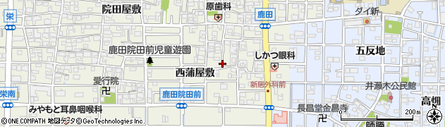 愛知県北名古屋市鹿田（南蒲屋敷）周辺の地図