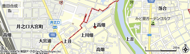 愛知県清須市春日（上高畑）周辺の地図