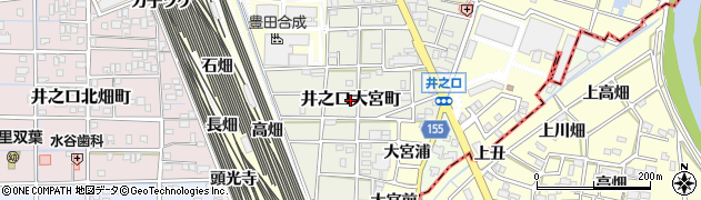 愛知県稲沢市井之口大宮町周辺の地図