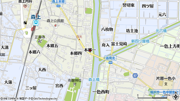 〒495-0011 愛知県稲沢市祖父江町森上の地図