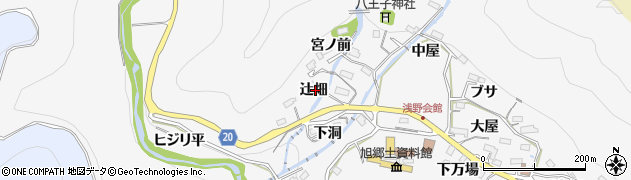 愛知県豊田市浅谷町（辻畑）周辺の地図