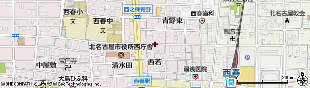 愛知県北名古屋市西之保（西若宮）周辺の地図