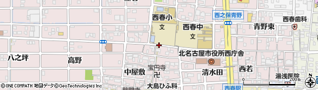 愛知県北名古屋市西之保（寅屋敷）周辺の地図