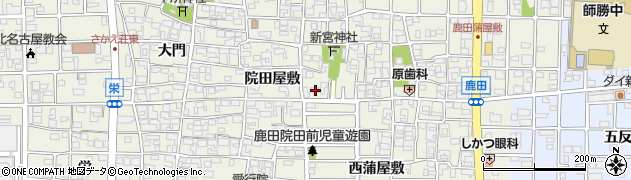 愛知県北名古屋市鹿田新宮境内附388周辺の地図